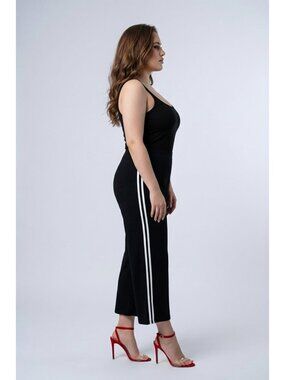 NWT Express Black High Waisted Side Stripe Culottes Pants Women 16